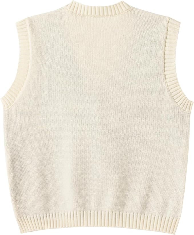 Women's Sweater Vest,Y2K Sleeveless Pattern Preppy Style Knitted Crop Tank Top for Girl