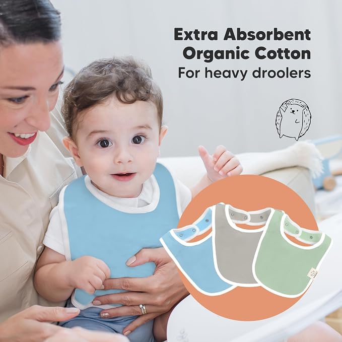 KeaBabies 8-Pack Organic Baby Bibs for Drooling and Teething - Soft Cotton Bibs for Baby Girl, Boy, Extra Absorbent, Easy to Clean & Put On for Toddler, Newborn, Infant 0-24 Months (Spring)