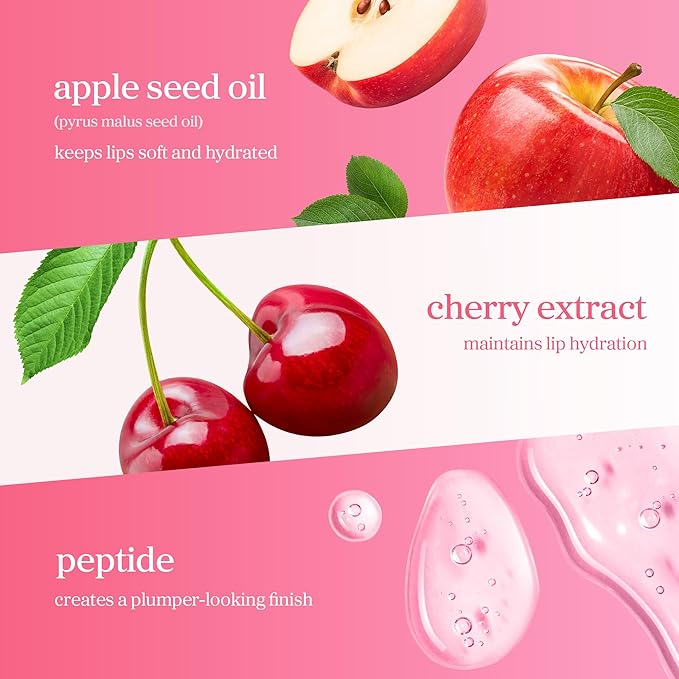 NOONI Korean Lip Oil - Applecherry | Long-Lasting, Moisturizing, Plumping, Revitalizing for Dry Lips, Waterproof, No Peel Off, Hydrating, Stocking Stuffers, Trendy Stuff, 0.12 FL Oz
