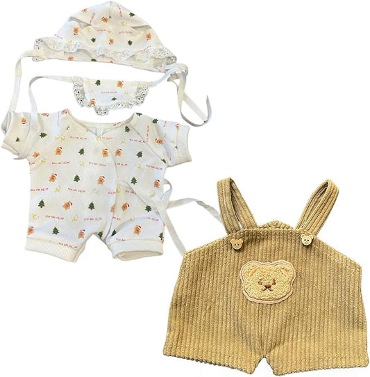 9-12''/30cm Plush Toy Bib-Style Pajama Set + Bear Romper for Chubby Teddy Bears & Bartholomew Bears(NO Doll)