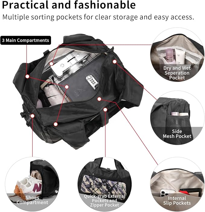 Handbag for Women Yoga Bag Large Capacity Yoga Pad Buckle with Shoe Compartment Water Bottle Sports Gym Bag Travel