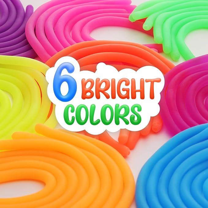 25 Pack Monkey Noodles - Fidget Stretchy Sensory Toys for Kids & Toddlers - Autism Sensory Products - Stretchy String - Party Favors & Treasure Box Toys for Classroom & Easter