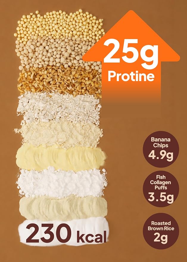 Korean Food Grabmeal Sweet Corn Protein Shake, 25g Protein, 7 Pack Mix | Sweet corn flavored protein drink mix with 25g protein per pouch, made in Korea, just add water