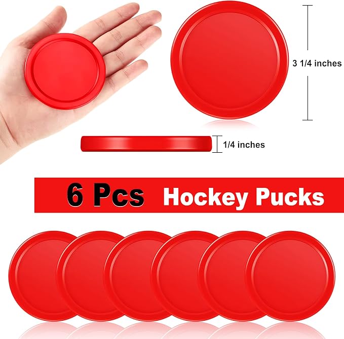 Coopay 3 1/4 Inches Air Hockey Pucks 6 Pack Full Size Heavy Replacement Pucks for Game Tables Equipment Accessories