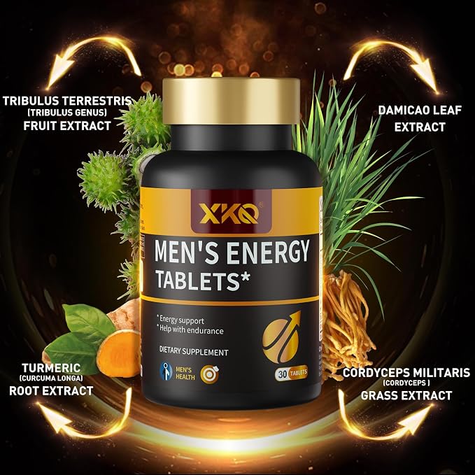 XKQ Vitality Supplement – Daily Energy & Performance Formula for Adult Men | Supports Circulation, Stamina & Confidence | Herbal & Amino Blend | 30 Tablets | 3rd Party Tested