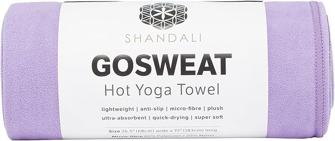 Shandali GoSweat Non-Slip Hot Yoga Towel with Super-Absorbent Soft Suede Microfiber in Many Colors, for Bikram Pilates and Yoga Mats.
