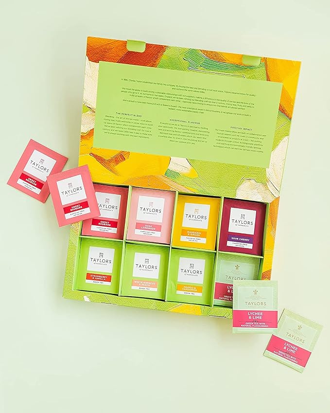 Taylors of Harrogate Assorted Green & Herbal Teas Sampler,Variety Pack Gift Box,Individually Wrapped Bags,Premium Green & Herbal Teas, Mixed Caffeinated & Caffeine-Free Selection, 48 Count (Pack of 2)