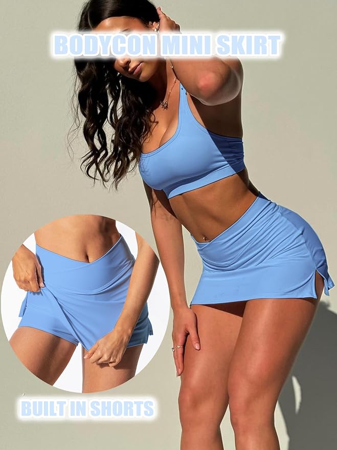 OZICERD High Waisted Golf Skort Tennis Skirt for Women Bodycon Mini Skirt Short Pickleball Athletic Skirt with Shorts