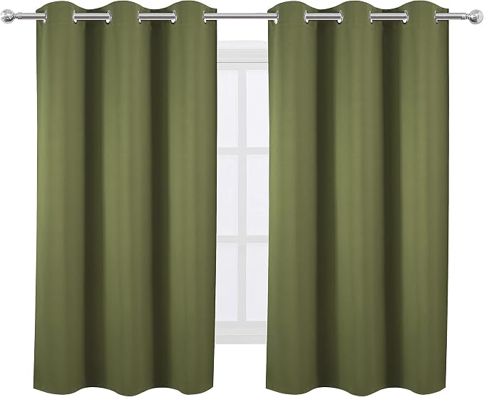 LEMOMO Oilve Green Blackout Curtains 38 x 54 Inch Length/Set of 2 Curtain Panels/Thermal Insulated Room Darkening Blackout Curtains