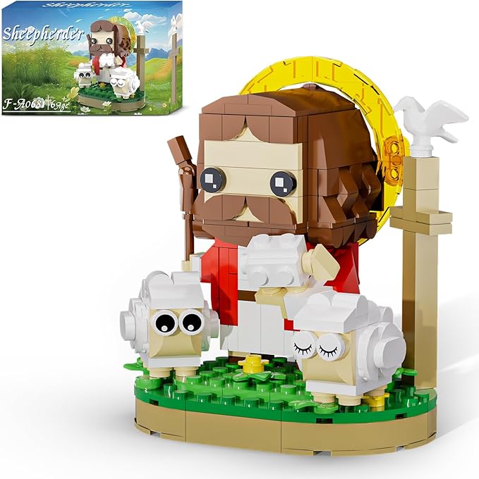 Jesus Christ Building Blocks Set, Divine Shepherd Jesus Building Toy, Educational Christian Toy for Kids Age 6+