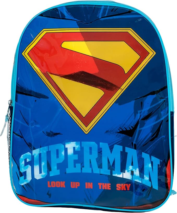AI ACCESSORY INNOVATIONS Superman Backpack, 15" Superhero School Bag for Boys, Blue