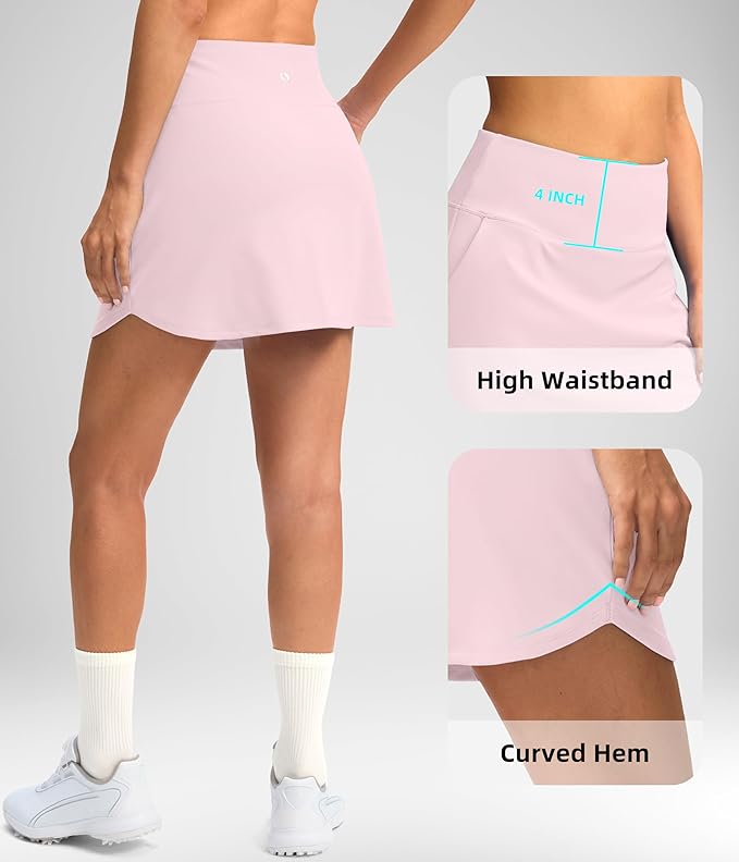 16'' Skorts for Women with 4 Pockets Athletic Tennis Golf Skirt | Built-in Shorts, High Waisted, Stretchy, A Line, Casual, Pickleball, Skort