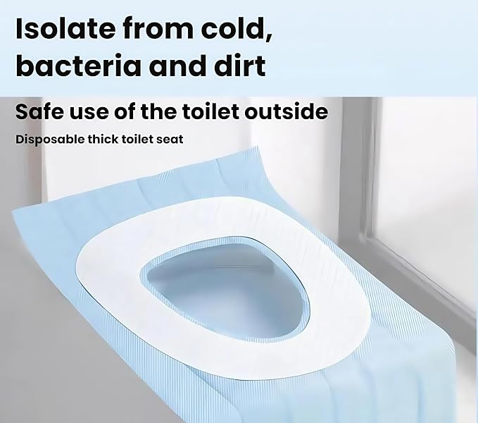 Disposable Toilet Seat Covers, White, 40x60cm, 5-Pack, Individually Wrapped, Universal Fit for U-Shape, O/V-Shape, Square Toilets