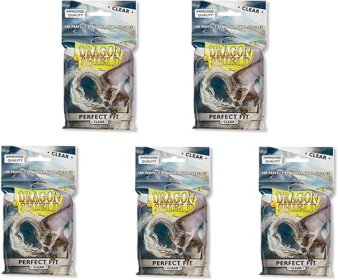 5 Packs Dragon Shield Inner Sleeve Clear Standard Size 100 ct Card Sleeves Value Bundle!