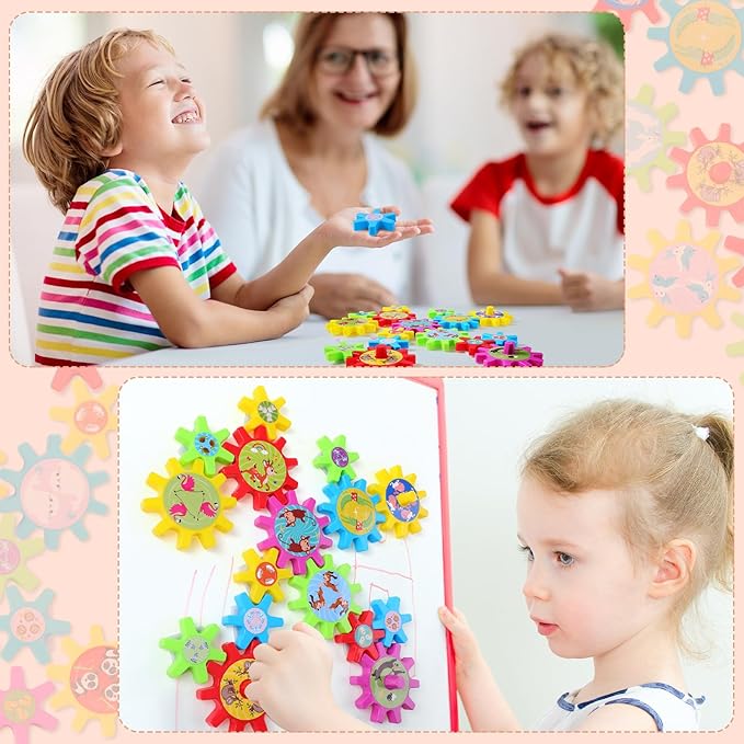 36 Pcs Magnetic Gears Interchangeable Learn Magnetic Spinning Gears for Magnetism Refrigerator or Whiteboard (Animal)