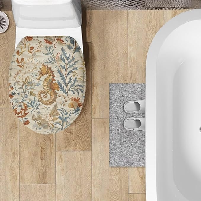 Purple Marble Toilet Seat Cover, Machine Washable Reusable Toilet Lid Cover, Bathroom Decorative Flannel Soft Toilet Lid Cover
