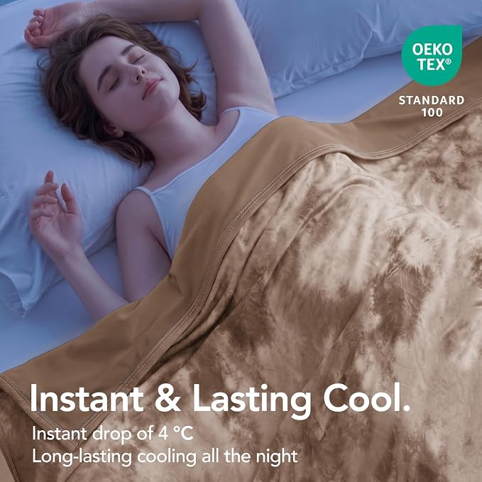 Cooling Blanket Throw 50"x70" for Hot Sleepers | Cold Summer Soft Blanket for Bed Couch and Travel Absorbs Heat Q-Max>0.35 Cool Lightweight Throw for Night Sweats Menopause