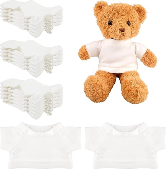 15 Pcs Sublimation Blank Bear Clothes White T Shirt Bulk Stuffed Bear Toy White Shirts Tee Shirt Doll T Shirts Blank Tee Shirt for 15 Inch Stuffed Bears Dolls DIY