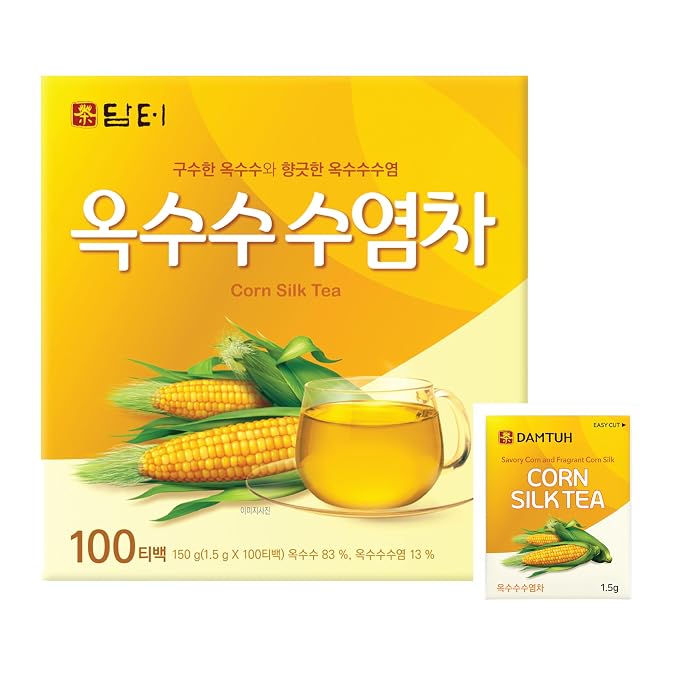 Damtuh Korean Corn Silk Tea, Corn Tea Bags, Caffeine-Free Herbal Tea, 100 Bags