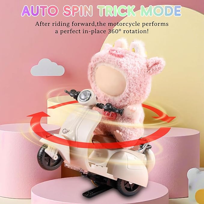 Accessories for 17cm Doll - Scooter Toy for Dolls with LED Lights & Music, Cute Motorcycle Toy for 17cm Doll, Decor Desktop Ornaments for Dolls Collectors