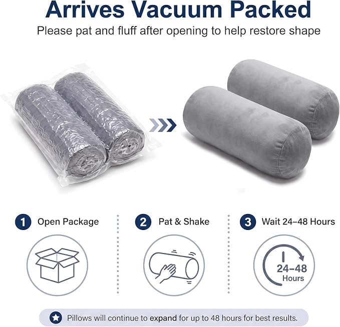 Fuutreo 2 Pcs Round Cylinder Bolster Pillow Roll Cooling Cervical Neck Roll Pillow Short Body Support for Head Neck Back Legs and Yoga Sofa Bed Travel Lounge and Home Decor 13 x 6 Inch