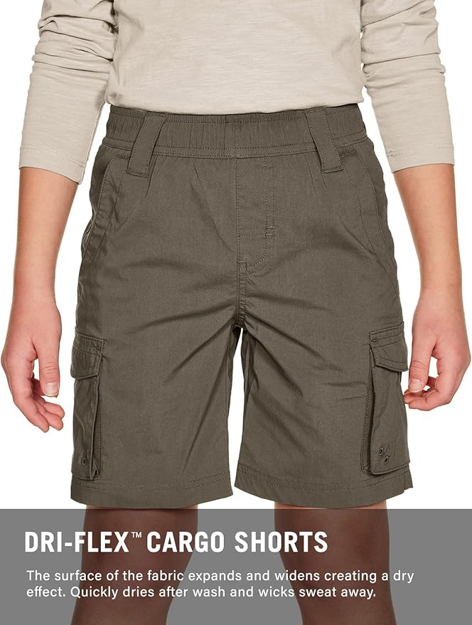 CQR Kids Youth Pull on Cargo Shorts, Outdoor Camping Hiking Shorts, Lightweight Elastic Waist Athletic Short with Pockets
