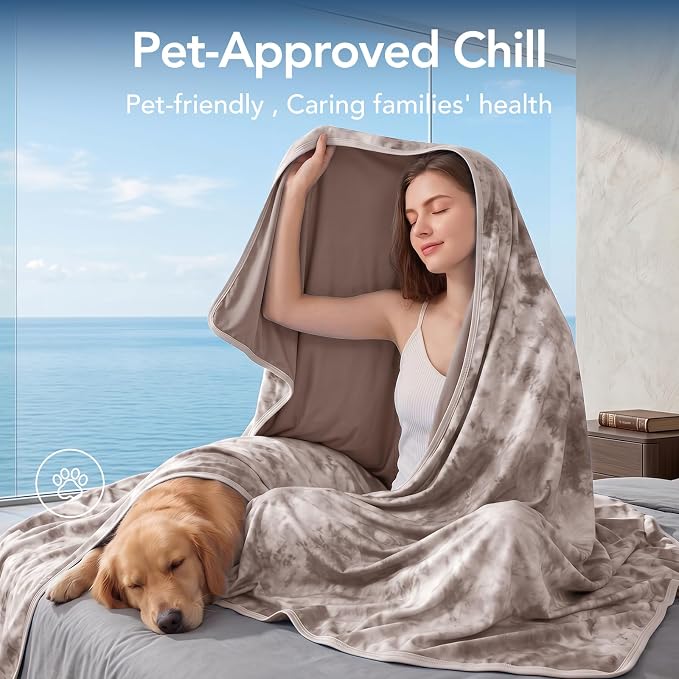 Cooling Blanket Queen Size 90"x90" for Hot Sleepers | Cold Summer Soft Blanket for Bed Couch and Travel Absorbs Heat Q-Max>0.35 Cool Lightweight Throw for Night Sweats Menopause
