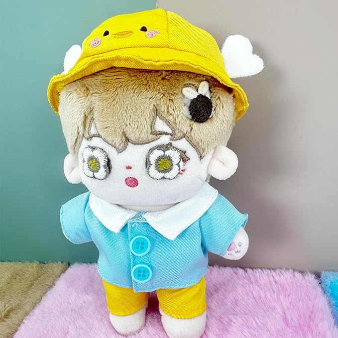 niannyyhouse 15cm-17cm Doll Clothes Duck Rabbit Hat Coat Pants Stuffed Toy Dressup (Blue)