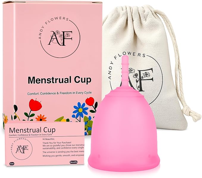 Reusable Menstrual Cup, Medical Grade Silicone Period Cup for Women & Beginners, Eco-Friendly Feminine Hygiene, Leak-Free Comfort for Up to 12 Hours (Small & Large) (Pink, Small)