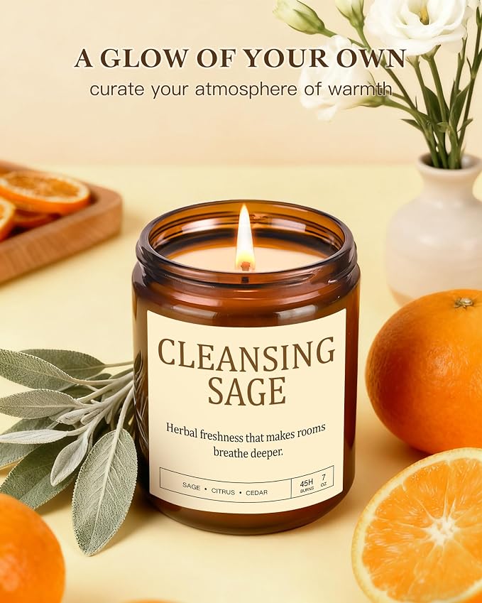 Scented Candles Gift Set, Long Lasting 4 Pack Aromatherapy Candles for Home | 28oz 200 Hour Burn, Purifying Sage, Sea Breeze Vanilla, Calming Lavender, Fresh Eucalyptus, Gifts