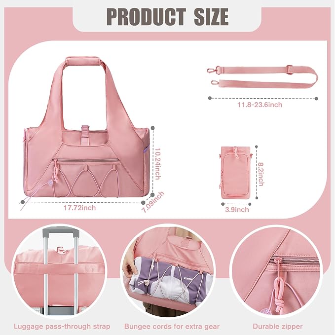 Gym Bag for Women & Men Duffle Bag with Shoes Compartment and Wet Compartment - Ideal for Travel, Gym, Sports, Duffel, Weekender, Dance