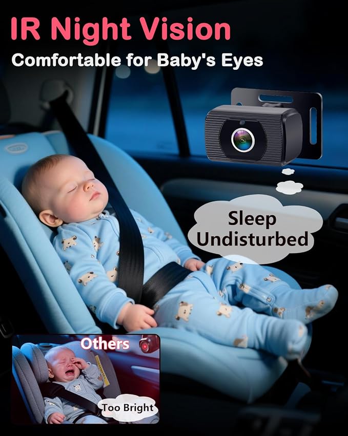 Rohent Dual Baby Car Camera for 2-Kids: 6.9'' HD Split Screen with Auto Brightness 1080P Backseat Camera for Twins Infrared Night Vision - 360° Adjustable USB Easy Setup Ideal for SUVs Minivans