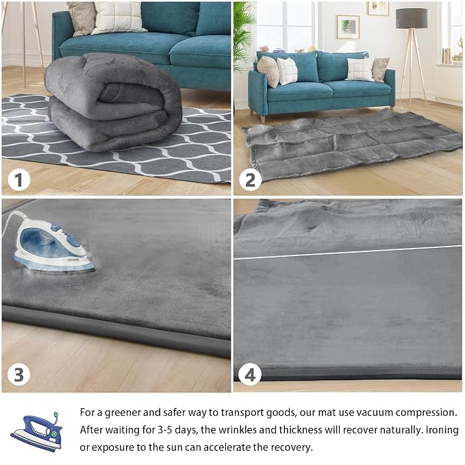 Baby Play Mat for Floor Nursery Rug Muscle Mat Area Rug Playroom Rug 79"x118" Playpen Mat Elastic Foam 1.3" Thick Crawling Mat for Babies,Toddlers, Infants, Kids,Grey