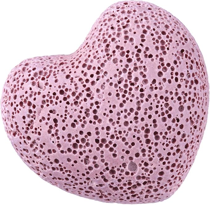 TUMBEELLUWA 10 PCS Pink Heart Shaped Lava Rocks for Essential Oils | 1 Inches Porous Oil Diffuser Stone, Aroma Diffuser for Home Office, Carved Heart Stone for Romantic Wedding Favor & Decor