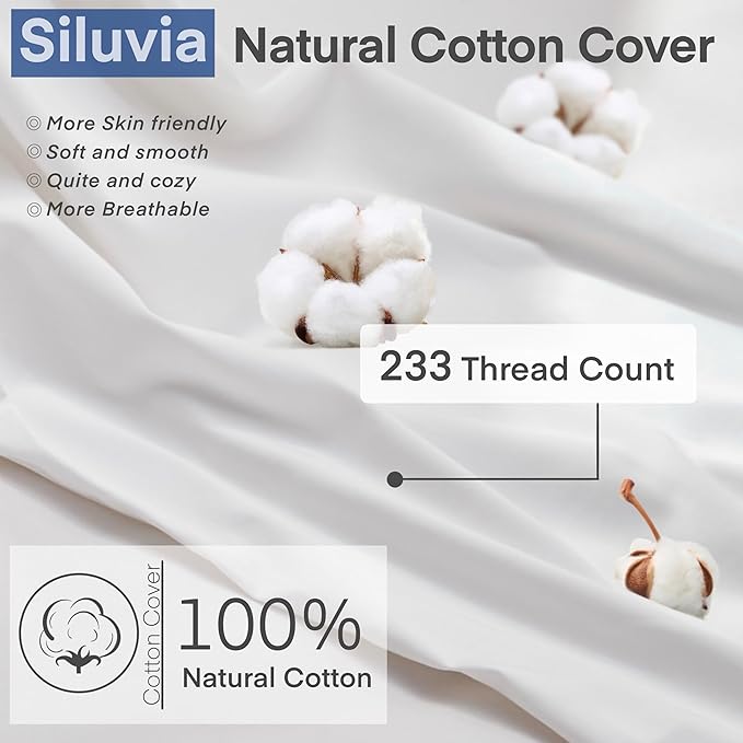 Siluvia 18"x18" Pillow Inserts Set of 2 Decorative Square Throw 18" Pillows with 100% Cotton Cover for Sofa, Couch, and Bed - White | 100% Premium Polyester Fill, Fluffy & Soft with Comfy Support - White Decorative Cushion Inserts for Couch, Sofa & Bed