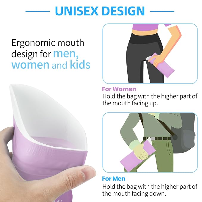 Portable Potty Baby Child Urinal Pee Cup for Kids+ Purple Urine Bags 6 Pack Pee Bags for Travel