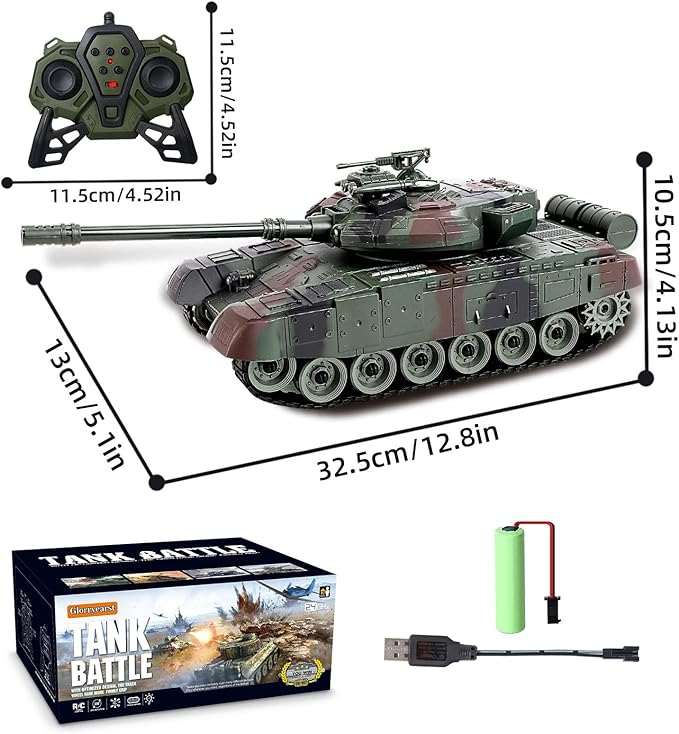 RC Tank 1:28 Scale 9 Channel Remote Control Toy with Realistic Sounds and Lights,Radio Control Military Battle Tanks Gifts for Kids and Adults