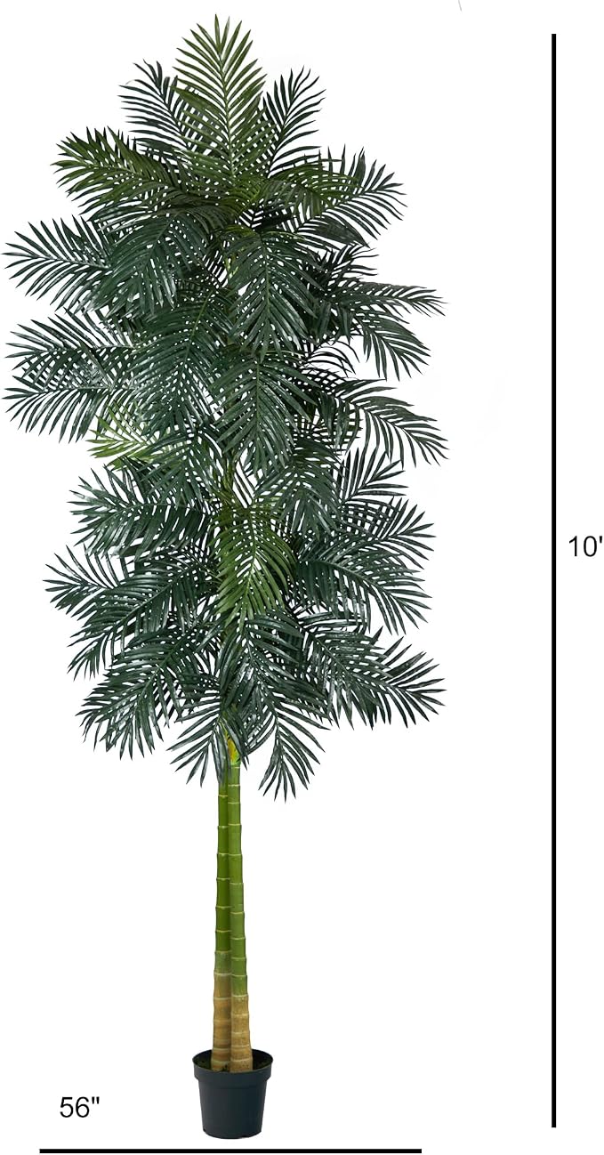 Nearly Natural 10ft. Double Stalk Golden Cane Artificial Palm Tree