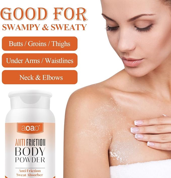 Women's Dry Body Powder, Anti-Friction Dusting Powder, Talc-Free, Sweat Absorbs & Chafe-Free Between Legs During Exercise or Walking, Delivers All-Day Comfort & Smooth Skin, Pleasant Scent (orange-2p)