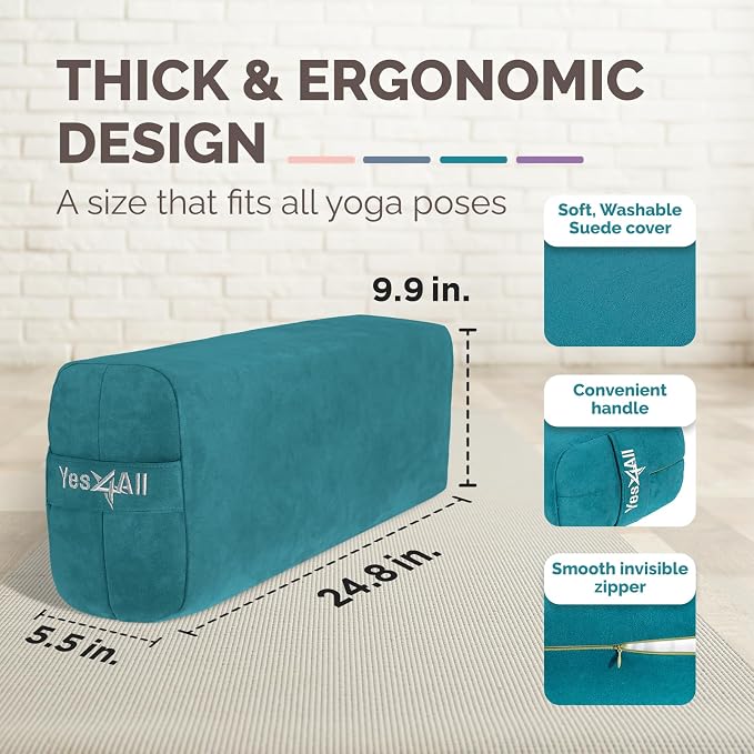 Yes4All Triple-Layer Sponge Yoga Bolster Pillow for Restorative Yoga & Meditation - Versatile Yoga Support Pillow, Balance & Poses Modification