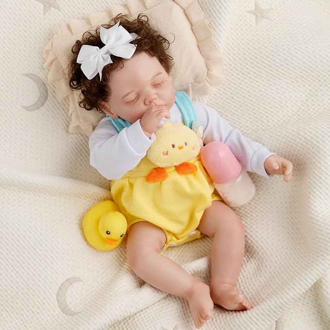 Jirachi Lifelike Reborn Baby Dolls, 18-Inch Sleeping Real Life Cloth Body Baby Girl, Realistic Reborn Baby with Toy Accessories for Kids Age 3+