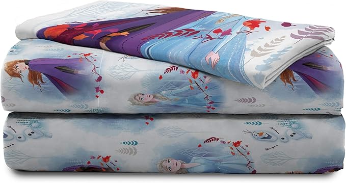 Jay Franco Kids Sheet Set with Fitted, Flat Sheets & Pillow Cover - Ultra-Soft Bedding with Pillowcase for Room Decor, Multi - Frozen, 3 Piece Twin