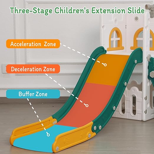 6 in 1 Toddler Slide,Kids Climber Slider for Indoor Outdoor Playground with Basketball Hoop,Storage and Telescope,L Shaped Slide for Toddler Climber Playset