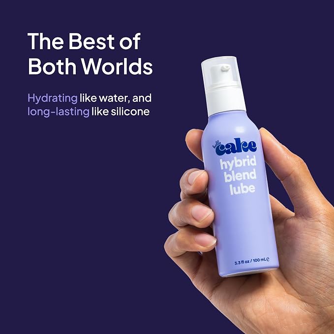 Hello Cake Hybrid Lube – Smooth & Slick 2-in-1 Blend of Silicone and Water-Based Personal Lubricant, Toy Safe, Condom Friendly Lube for Men, Women, and Couples, 3.3 fl oz