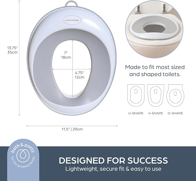 Dreambaby Potty Training Toilet Seat, Easy Fit Toddler Toilet Seat Cover, Anti-Slip for Potty Training Boys and Girls, Lightweight and Portable Potty for Toddler Travel