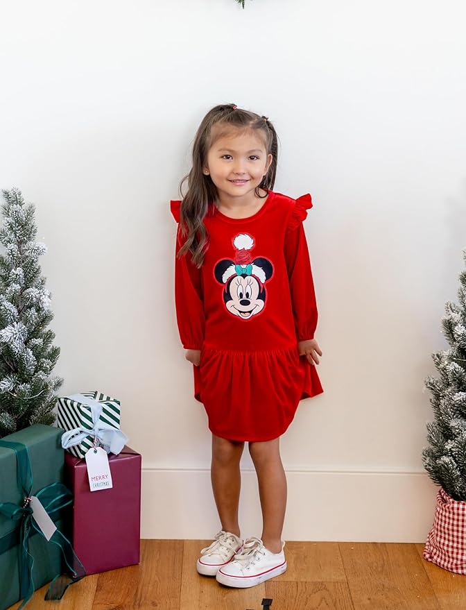 Disney Stitch Minnie Elsa Princess Sweatshirt Dress Toddler Girl Sequin Long Sleeve Pullover Clothes Fall Outfit 2-9 Years