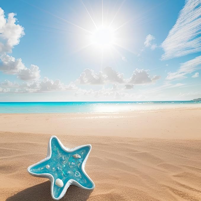 Starfish Shape Scented Candle,Minimalist Starry Night Ocean Jelly Wax Aroma Decorative Candle for Table Photo Prop Gift,4-Wick and Plaster Sculpture for Coastal Zen Home Decor