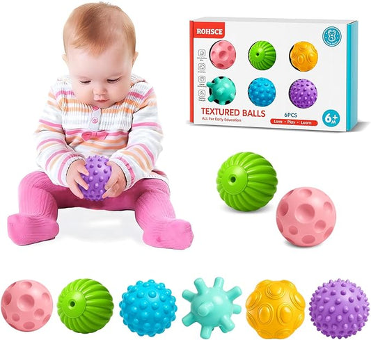 Multicolored Soft Balls for Babies, Textured Montessori Toys | Bright Colors, Sensory Montessori Toys, Teething Play, Easy Clean, Infant Development, Baby Birthday Gift