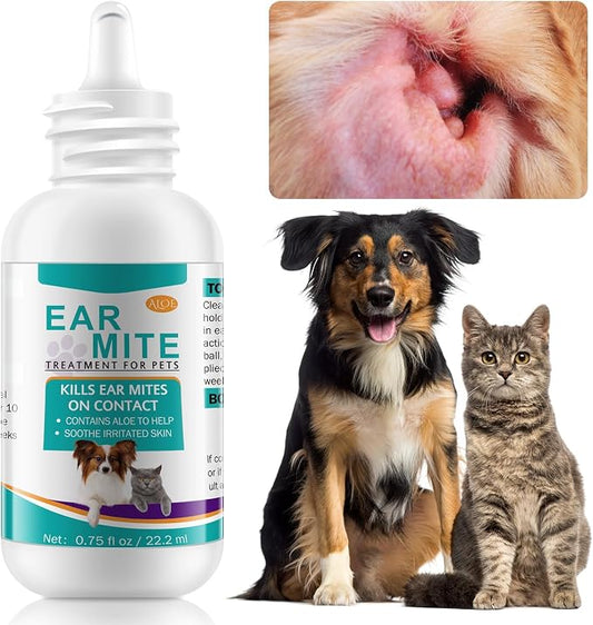 Daiasns Ear Mite Treatment for Cats & Dogs - Fast-Acting Ear Mite Drops, Dog Ear Infection Treatment, Ear Mite Treatment for Dog Yeast Infection, 100% Natural for Ear Relief - 0.75 fl oz (Pack of 1)