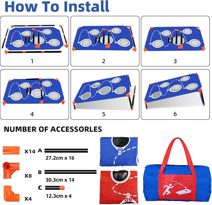 NZQXJXZ Portable Cornhole Board Set with 8 Bean Bags Corn Hole Toss Game Cornhole Games for Indoor and Outdoor Parties, Ideal for Kids, Adults, Camping Travel,Parties,Beach, Yard